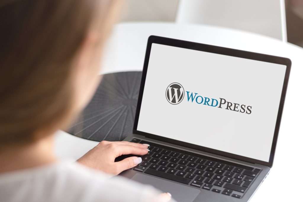 Guilherand-Granges, France - January 15, 2021. Notebook with WordPress logo. Free and open-source content management system (CMS). WordPress Website Setup & Support